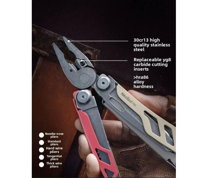 NexTool F30 Flagship Pro NE20203B (Hazelnut & Coral) 16-in-1 Steel Full Size Pliers Scissors Multitool