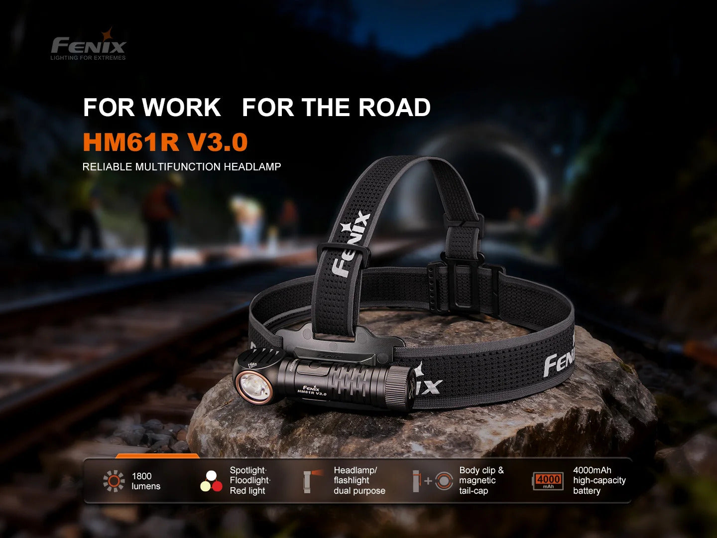 Fenix HM61R V3.0 Luminus SST40-GEN2 LED 1800L Rechargeable Headlamp