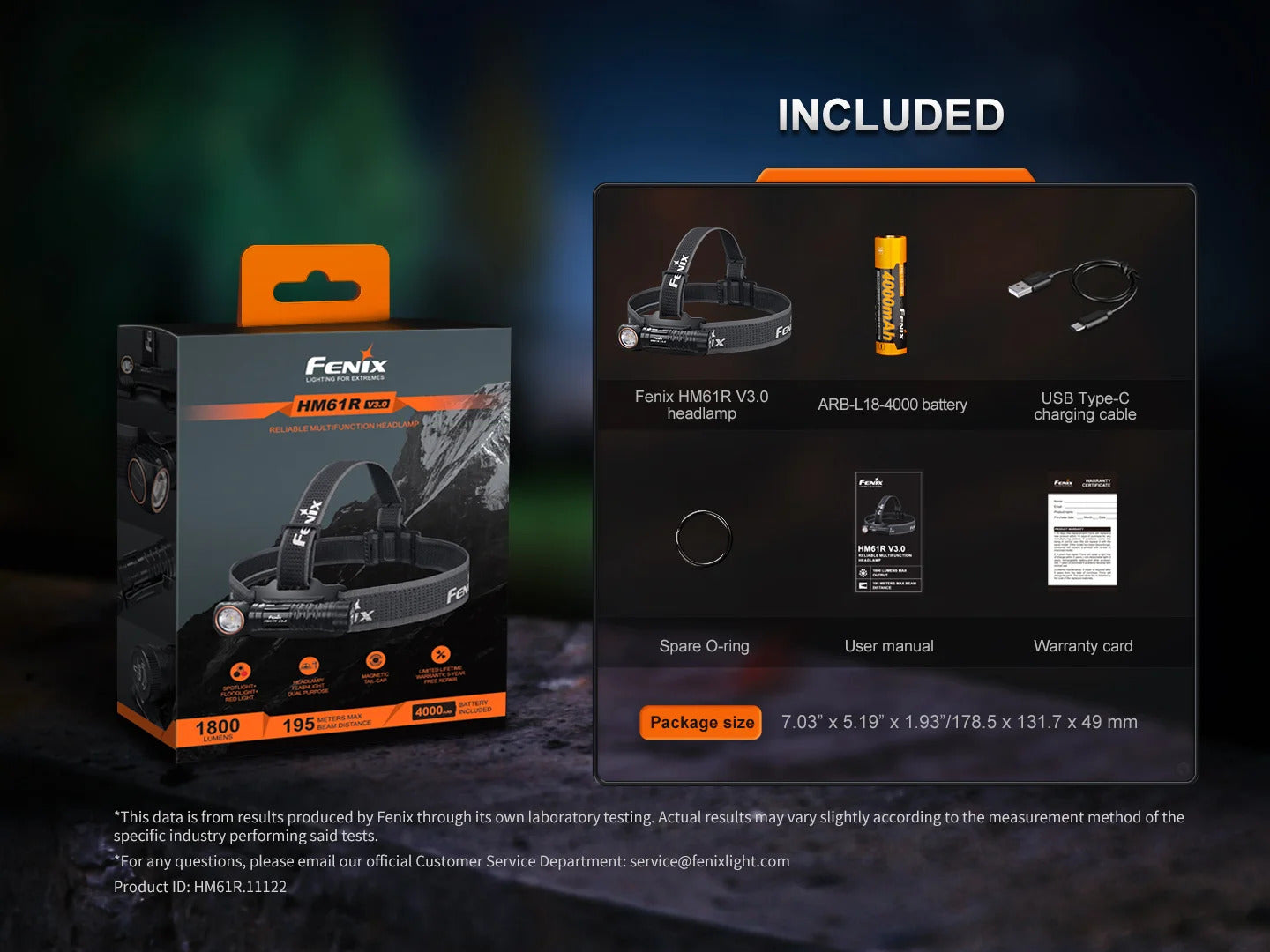 Fenix HM61R V3.0 Luminus SST40-GEN2 LED 1800L Rechargeable Headlamp