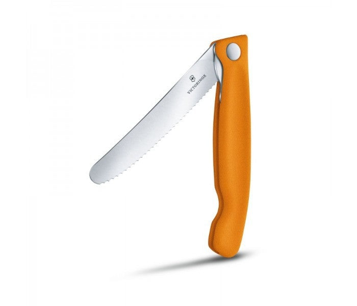 Victorinox Swiss Classic 11cm Wavy Edge Serrated Foldable Paring Knife Orange 6.7836.F9B