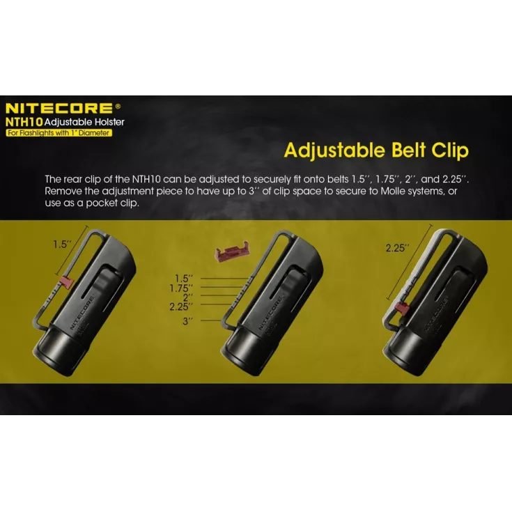 Nitecore NTH10 Rigid Hard Tactical Flashlight Holster with Adjustable Belt Clip