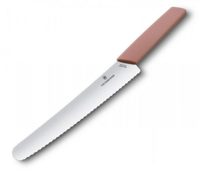 Victorinox Swiss Modern 22cm Wavy Edge Bread Pastry Knife Slim Kitchen Knife Apricot Rose 6.9076.22W5B