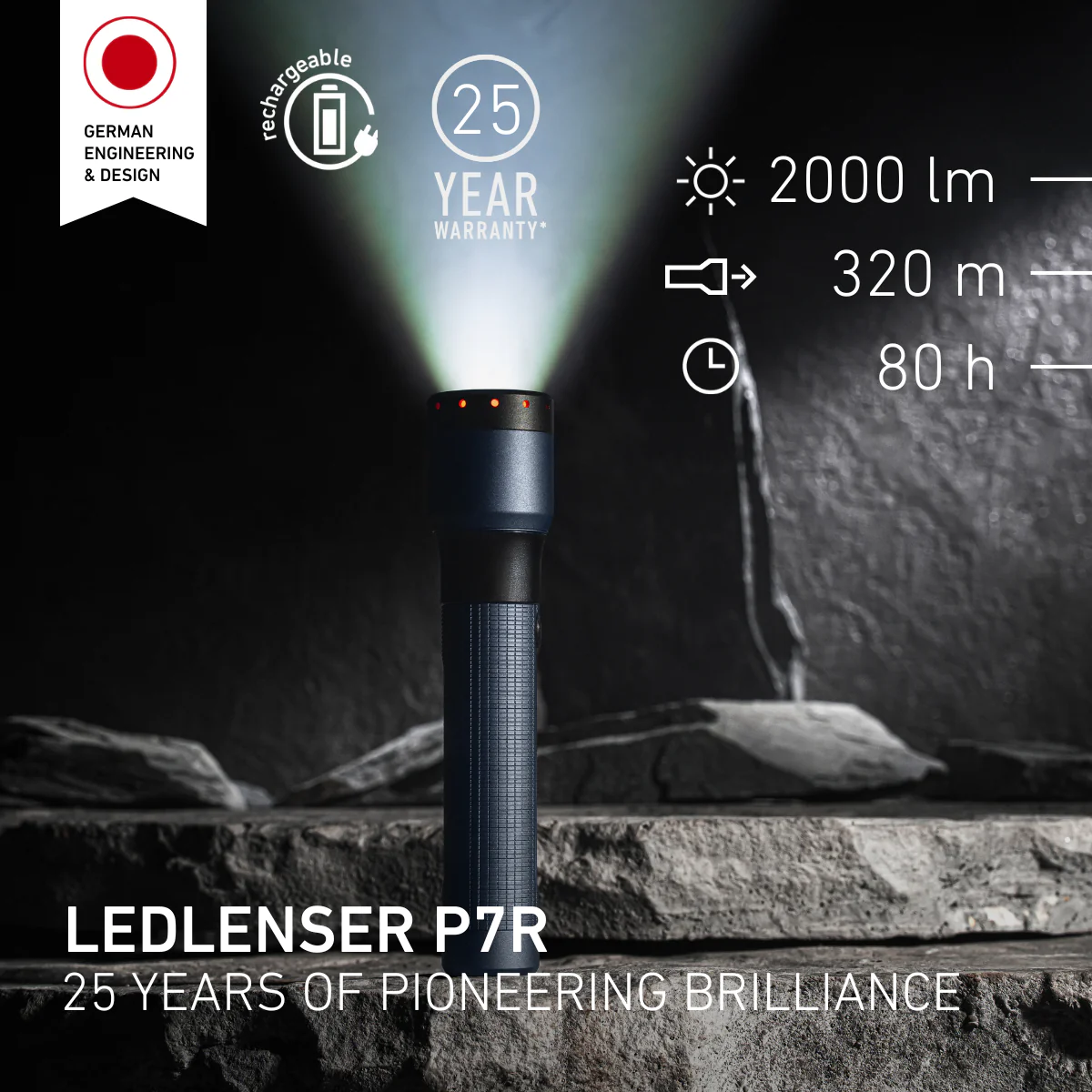 Ledlenser P7R 25th Anniversary Edition Rechargeable Flashlight 2000 Lumens