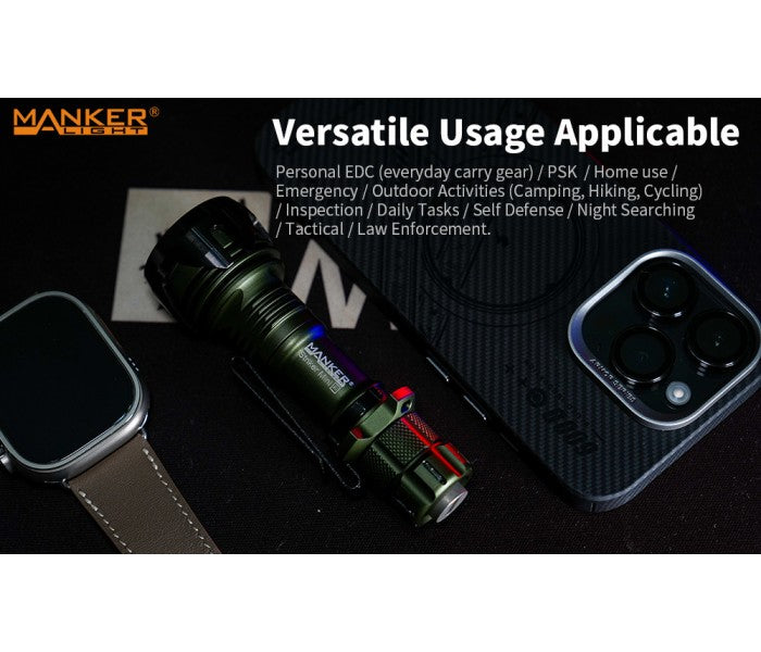 Manker Striker Mini Color Ti TITANIUM NEBULA (SKULL) Osram KW CSLNM1.TG LED 635L Rechargeable Pocket Tactical Flashlight