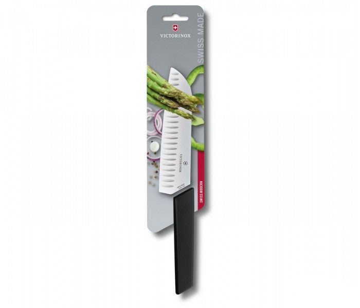 Victorinox Swiss Modern 17cm Santoku Meat Vegetable Fish Knife Black 6.9053.17KB