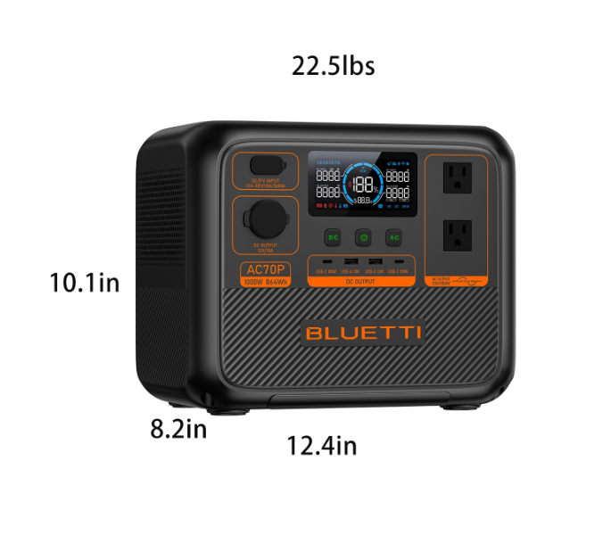 BLUETTI AC70P Portable Power Station (1000W/864Wh)