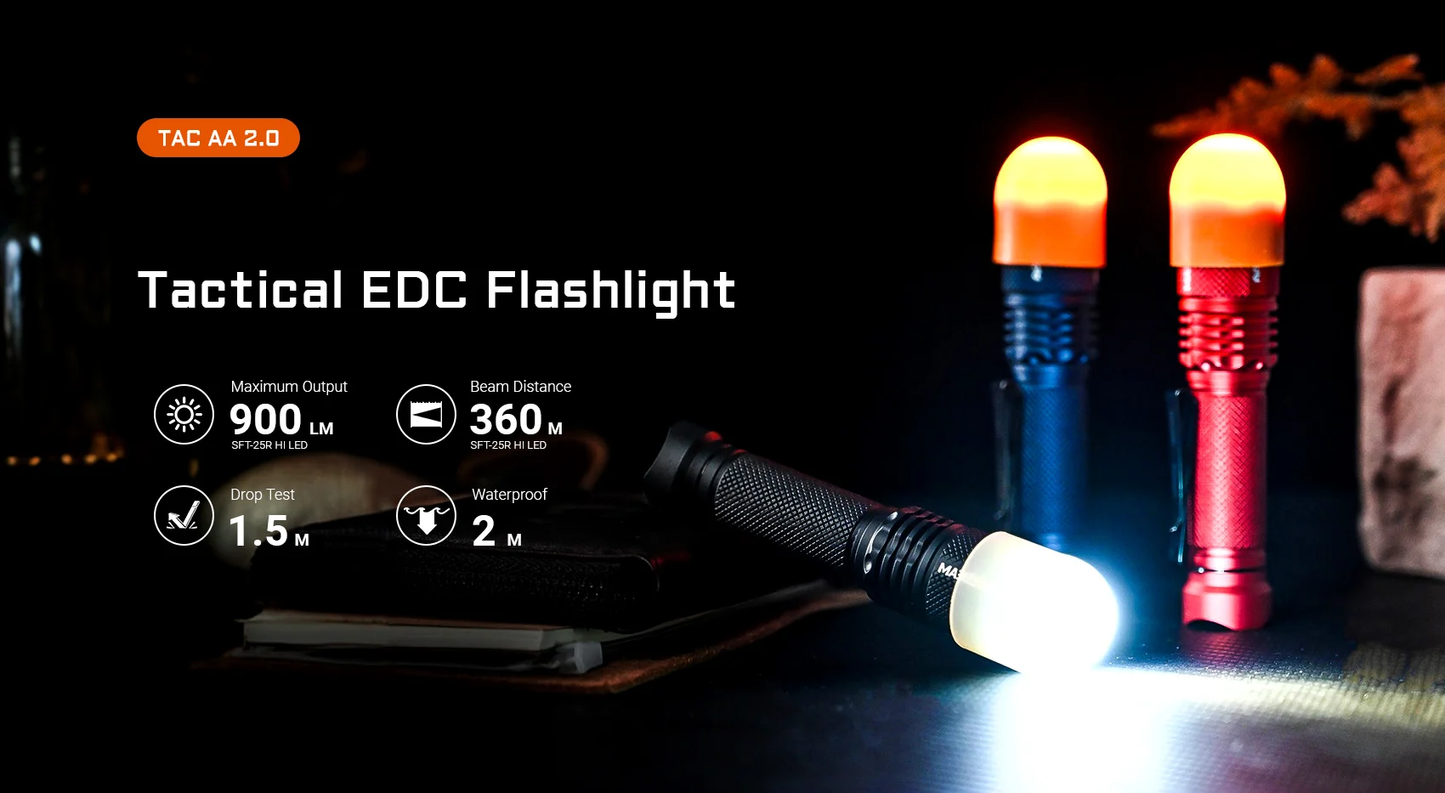 Acebeam TAC AA 2.0 Luminus LED 900L Cool White 6500K Rechargeable Flashlight