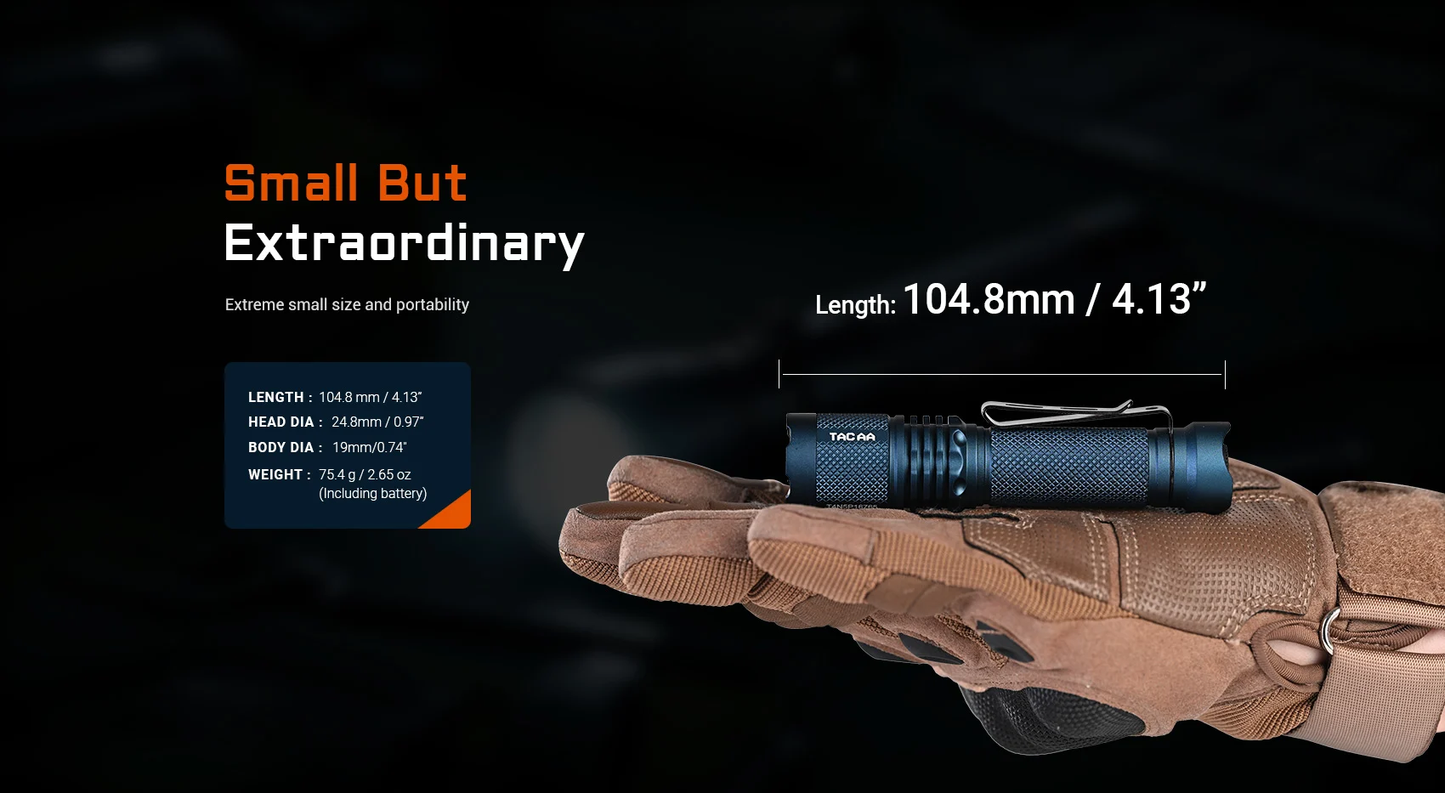 Acebeam TAC AA 2.0 Luminus LED 900L Cool White 6500K Rechargeable Flashlight