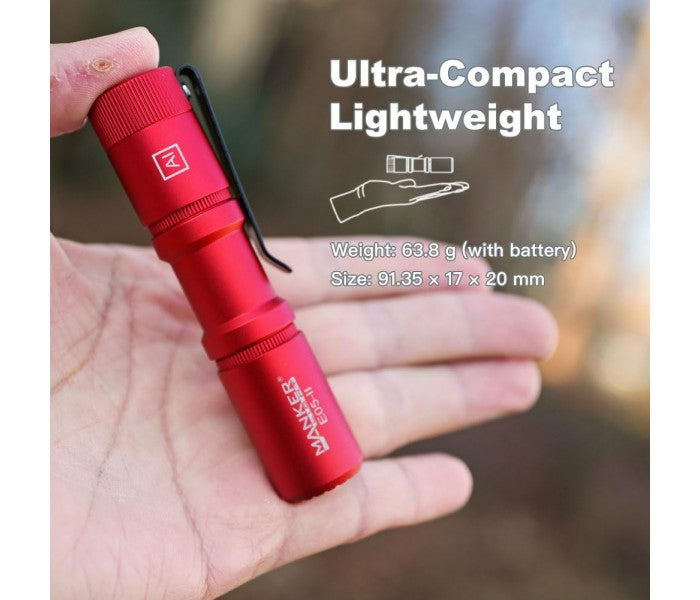 Manker E05 II CW RED Cool White LED 1300L Rechargeable EDC Flashlight