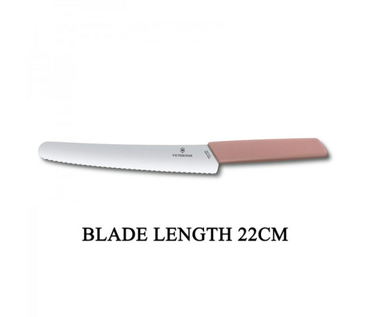 Victorinox Swiss Modern 22cm Wavy Edge Bread Pastry Knife Slim Kitchen Knife Apricot Rose 6.9076.22W5B