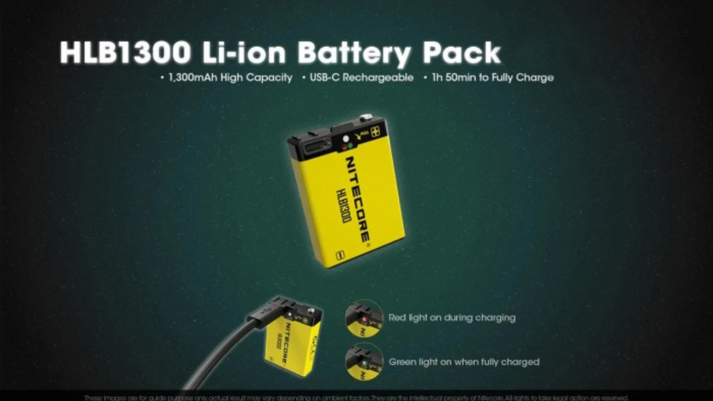 Nitecore HLB1300 1300mAh Li-ion Rechargeable Battery Pack for Nitecore UT27, HA13 and Bubble Lantern