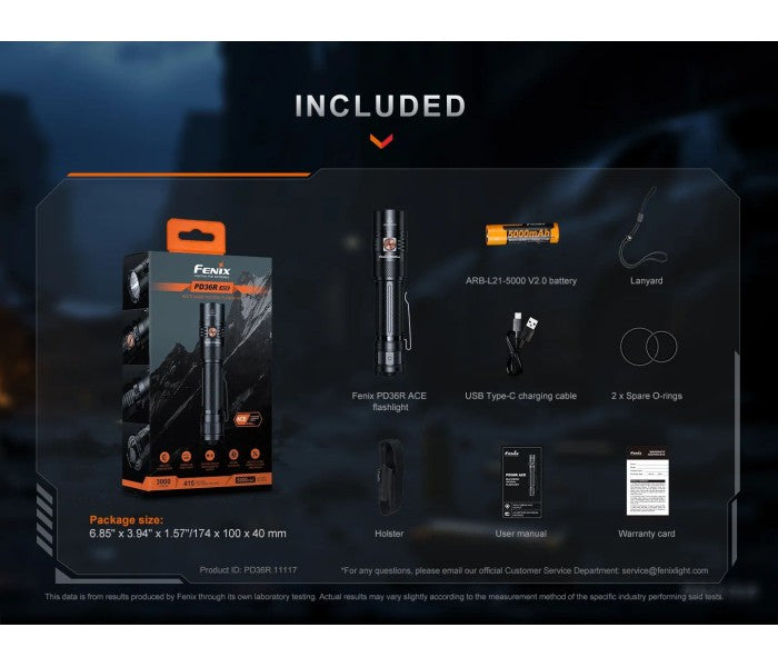 Fenix PD36R ACE Luminus SFT70 Gen2 LED 3000L Rechargeable Flashlight