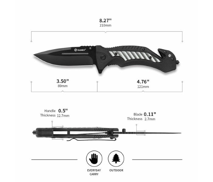 Ganzo G628-GY Liner Lock 440 Steel Folding Knife (Grey)