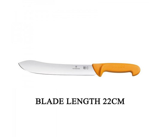 Victorinox Swibo 22cm Widened Tip Curved Rigid Slaughter Butcher Knife 5.8436.22