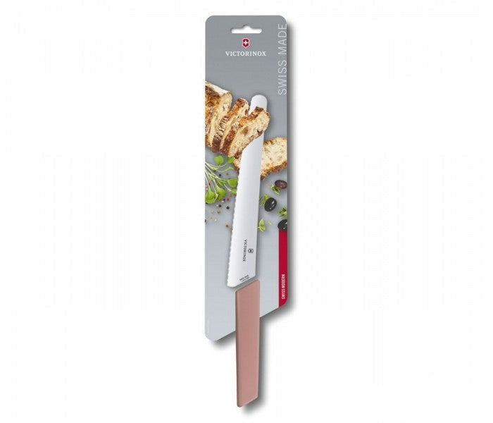 Victorinox Swiss Modern 22cm Wavy Edge Bread Pastry Knife Slim Kitchen Knife Apricot Rose 6.9076.22W5B