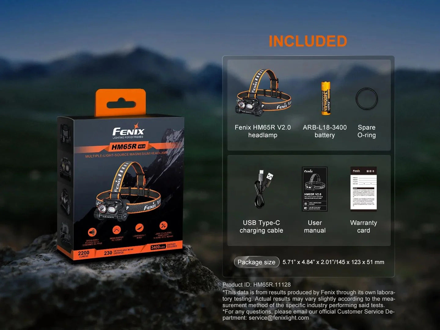 Fenix HM65R V2.0 Luminus SST40-GEN2 LED 2300L Rechargeable Headlamp
