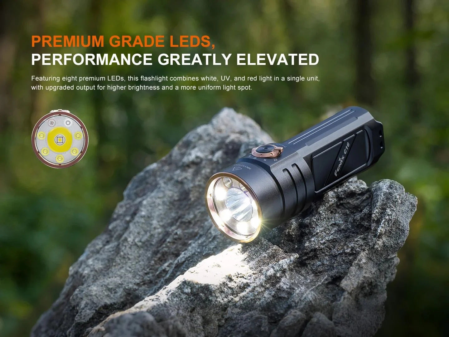 Fenix C16 Palm-Sized 6000L + Red + 365nm UV Rechargeable Flashlight