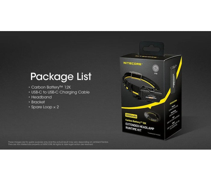 Nitecore Carbon Battery 12K Extended Headlamp Runtime Kit (100% Authentic)