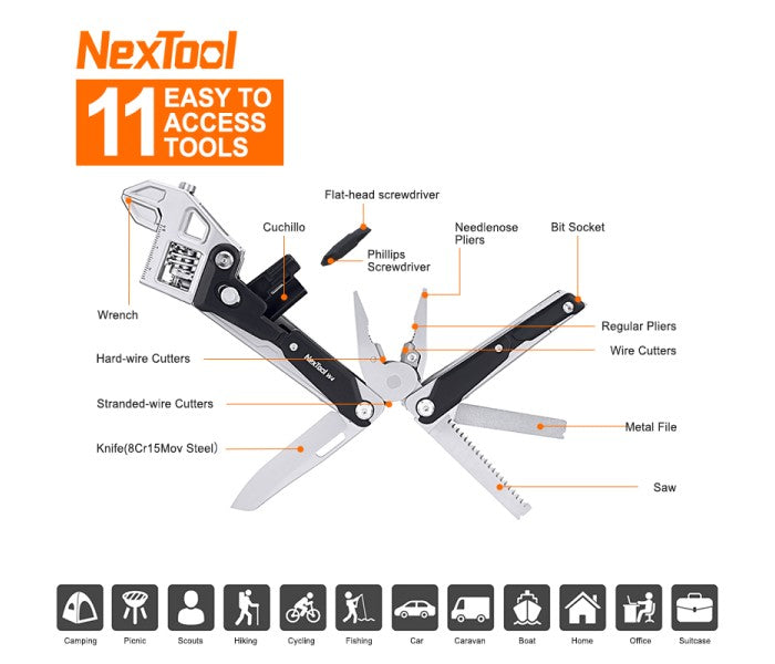 NexTool Adjustable Wrench Pliers W4 Multitool NE20362A