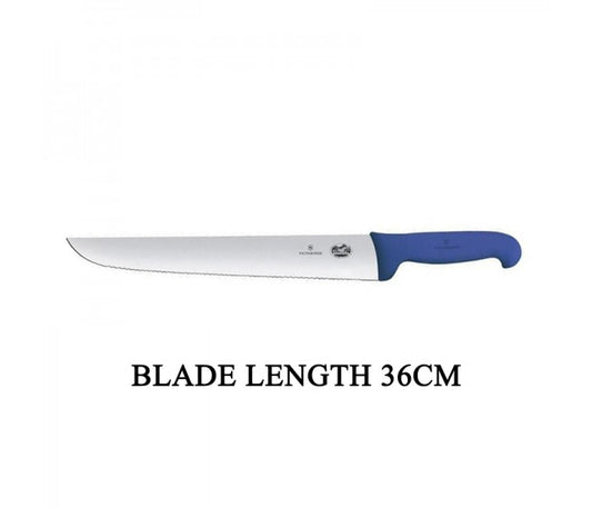 Victorinox Fibrox Blue Handle 36cm Serrated Rigid Fish Knife 5.5232.36