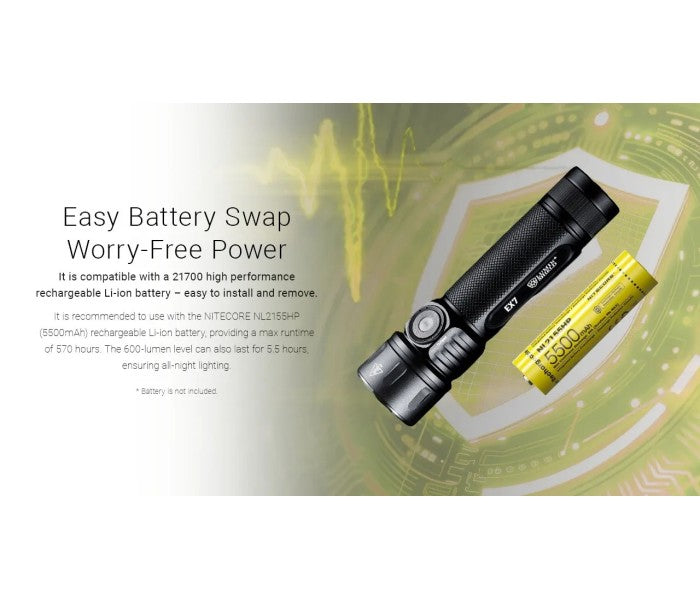 Nitecore EX7 NiteLab M515S LED 6000L Flashlight + NL2155HP Rechargeable Battery