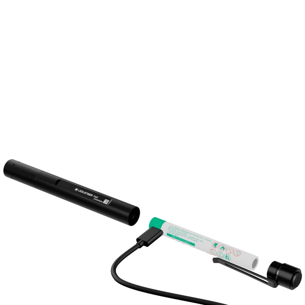 LED LENSER P4R Rechargeable Flashlight - 300 Lumens [Pen Light, Dual Power Source]