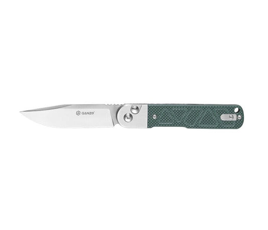 Ganzo G767-GB Button Lock 9Cr14 Stainless Steel G10 Folding Knife (Green)