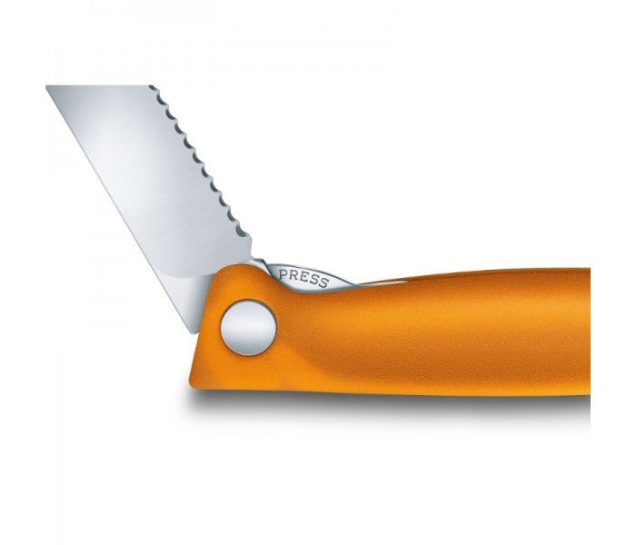 Victorinox Swiss Classic 11cm Wavy Edge Serrated Foldable Paring Knife Orange 6.7836.F9B