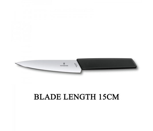 Victorinox Swiss Modern 15cm Office Knife Slim Kitchen Knife Black 6.9013.15B