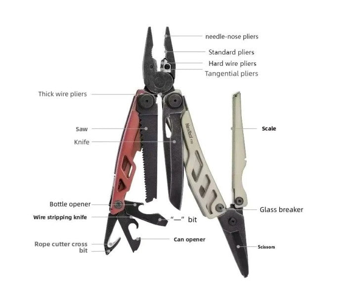 NexTool F30 Flagship Pro NE20203B (Hazelnut & Coral) 16-in-1 Steel Full Size Pliers Scissors Multitool