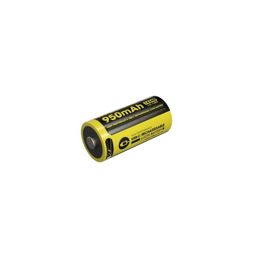 Nitecore RCR123 16340 950mAh 3.6V 2A USB-C High Performance Rechargeable Li-ion Battery NL169R