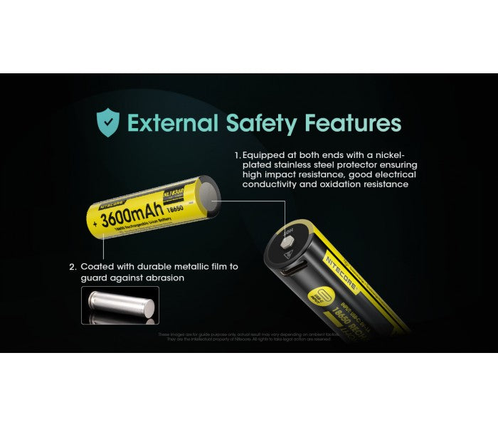 Nitecore 18650 3600mAh 3.6V USB-C Rechargeable Li-ion Battery NL1836R