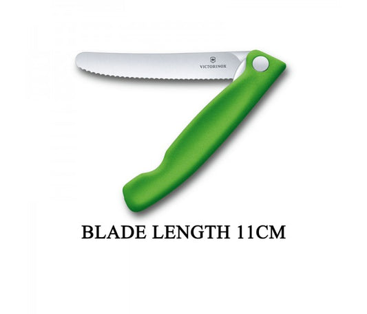 Victorinox Swiss Classic 11cm Wavy Edge Serrated Foldable Paring Knife Green 6.7836.F4B