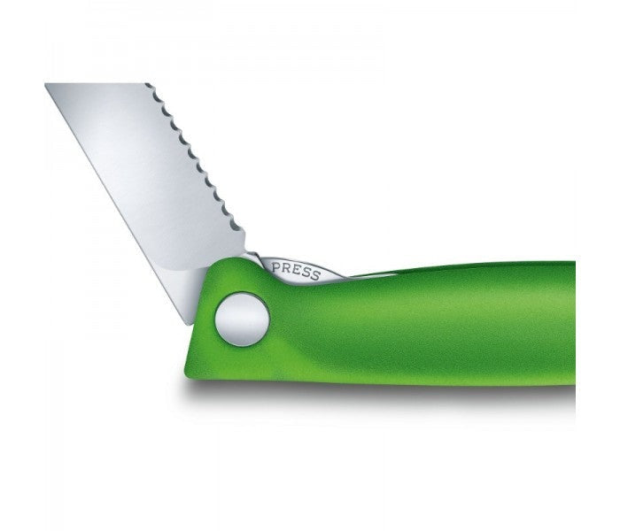 Victorinox Swiss Classic 11cm Wavy Edge Serrated Foldable Paring Knife Green 6.7836.F4B