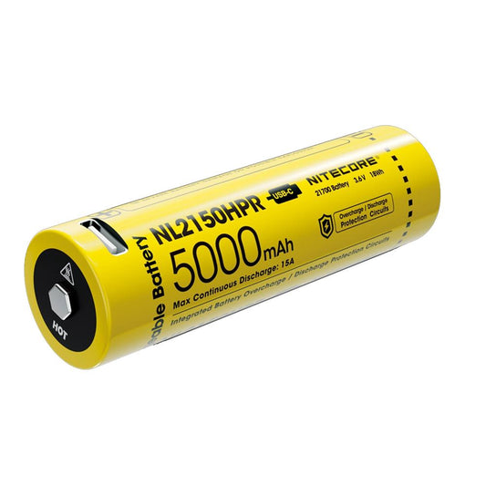 Nitecore 21700 5000MAH 15A 3.6V USB-C Rechargeable LI-ION Battery NL2150HPR