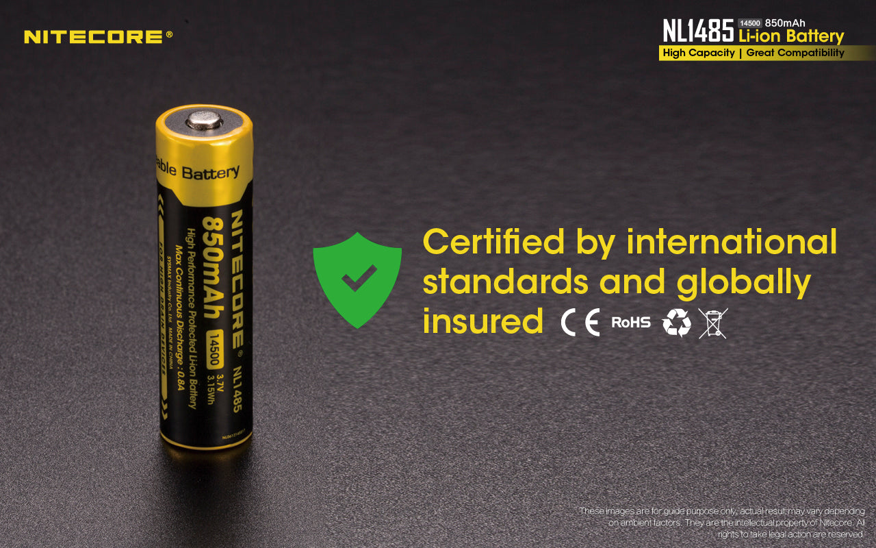 Nitecore 14500 850MAH 3.6V Rechargeable Li-Ion Battery NL1485