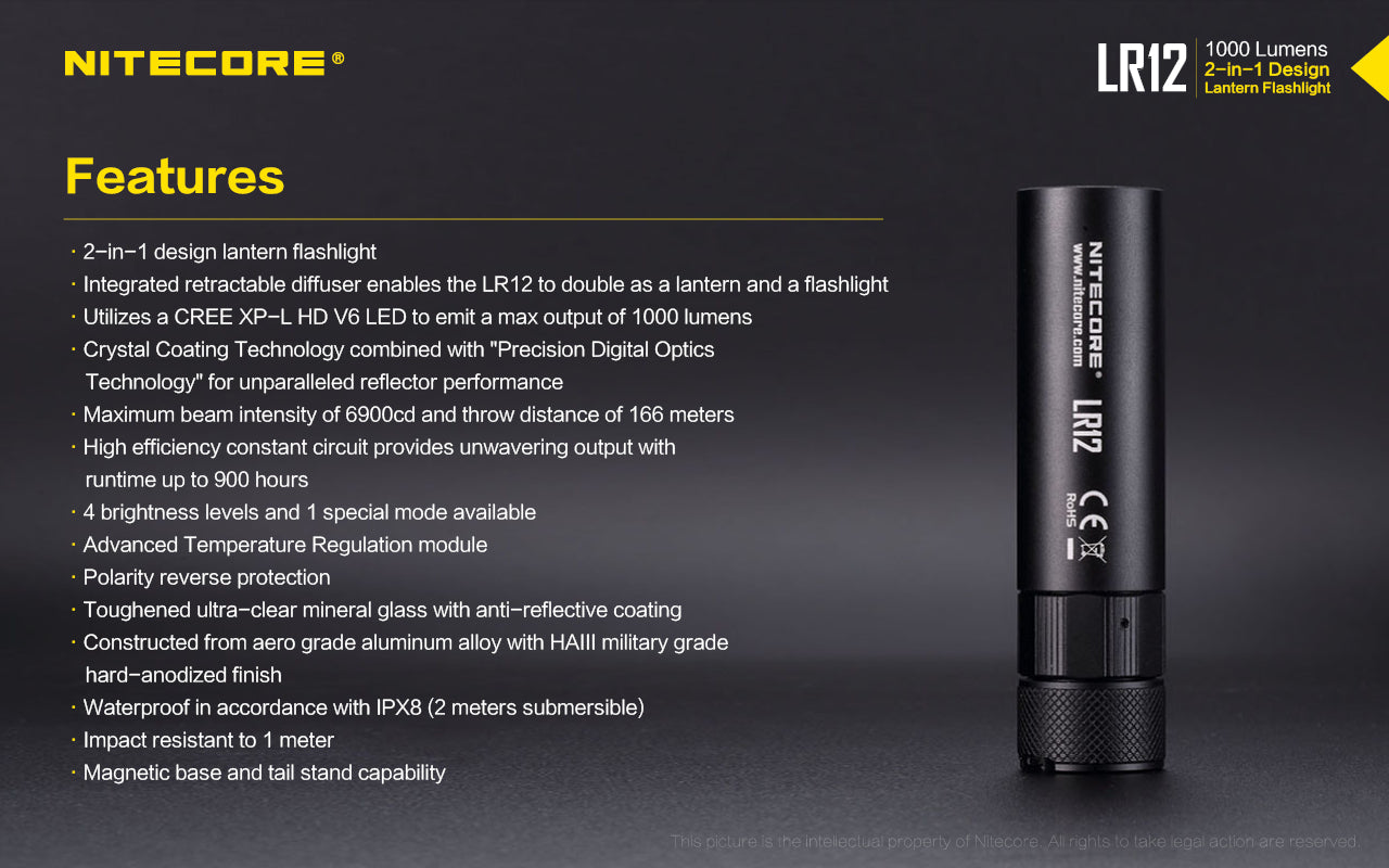 Nitecore LR12 1000 Lumens 2IN1 Flashlight Lantern