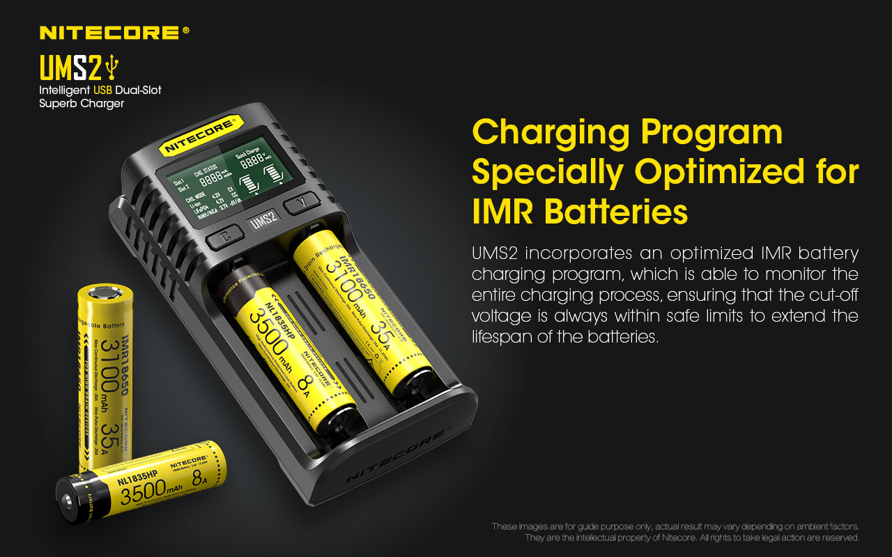 Nitecore UMS2 USC Quick Charger 3A Dual-Slot LI-ION NIMH Battery Charger