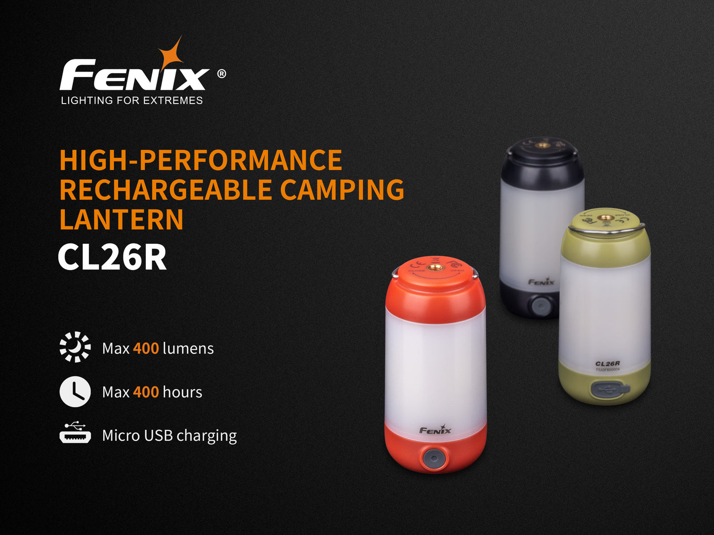 FENIX CL26R USB Rechargeable 400 Lumens Camping Lantern