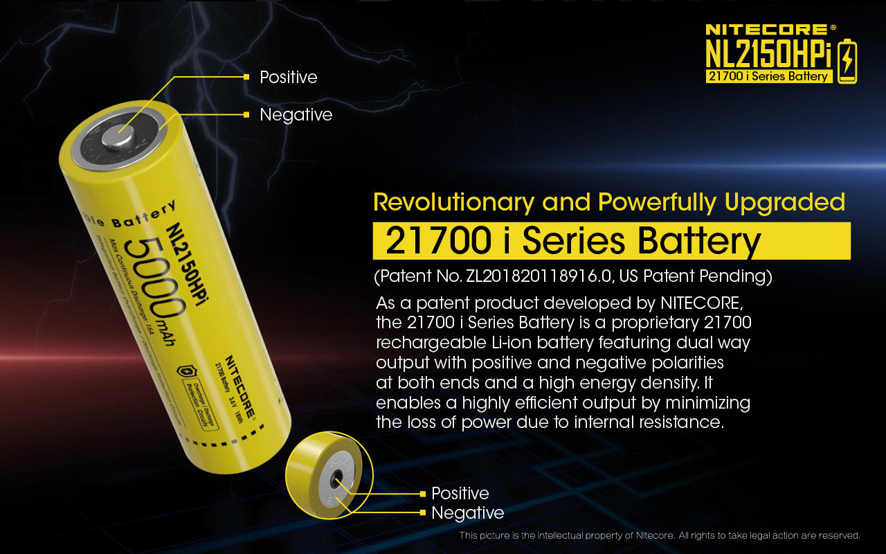 Nitecore 21700 5000MAH 15A 3.6V Rechargeable LI-ION Baterry NL2150HPI