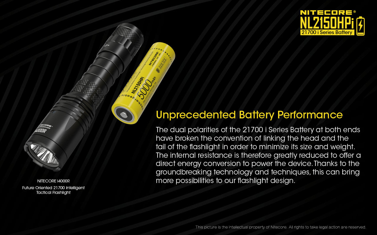 Nitecore 21700 5000MAH 15A 3.6V Rechargeable LI-ION Baterry NL2150HPI