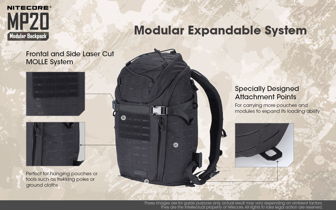 Nitecore MP20 Tactical Multi-Purpose Modular Molle Backpack