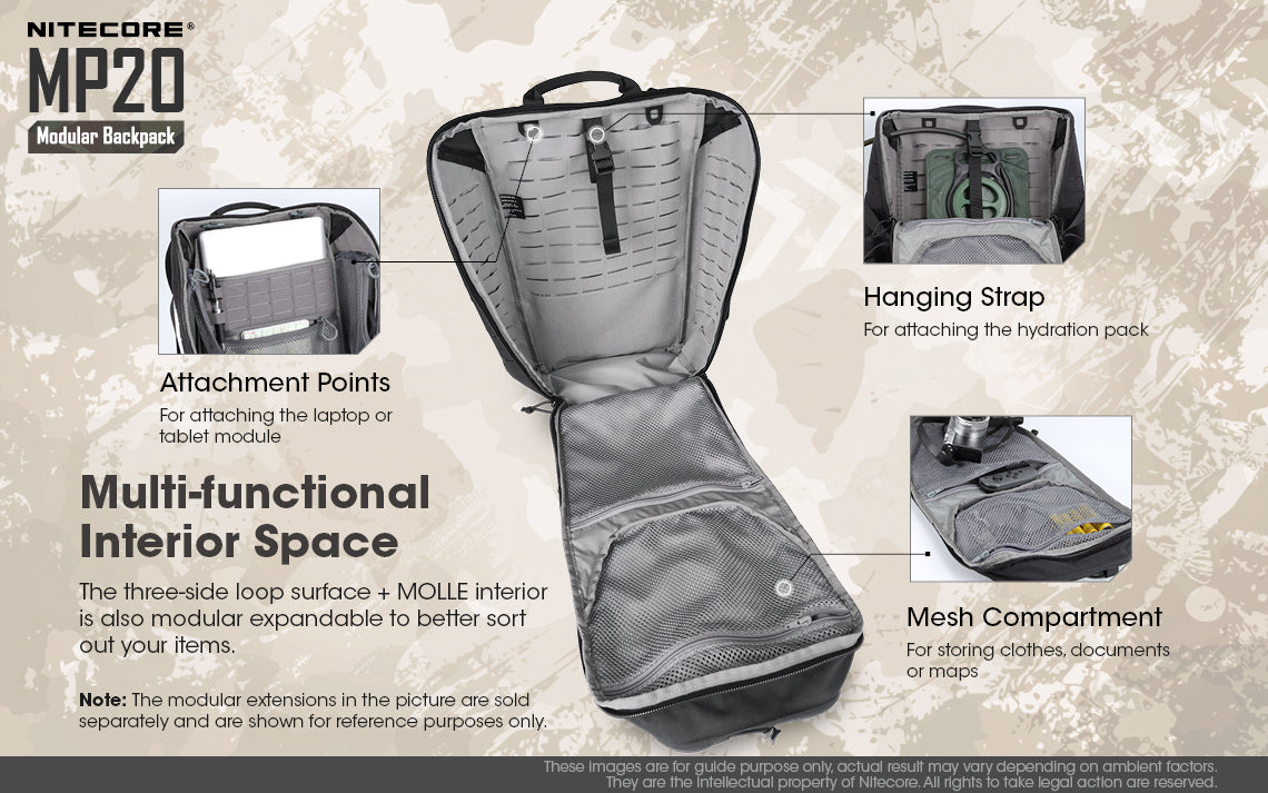Nitecore MP20 Tactical Multi-Purpose Modular Molle Backpack