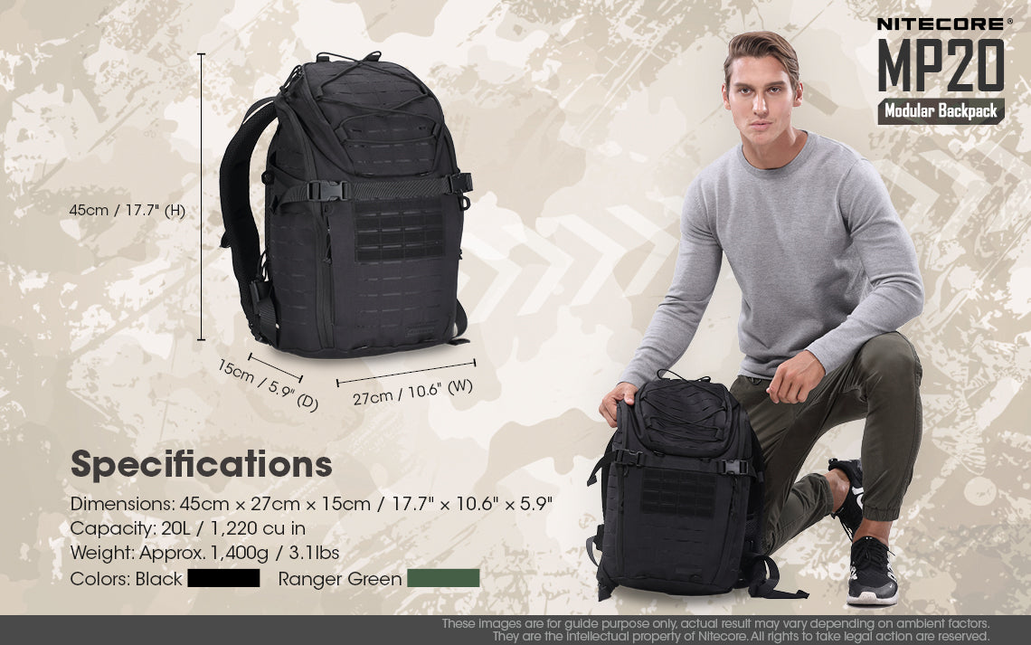 Nitecore MP20 Tactical Multi-Purpose Modular Molle Backpack