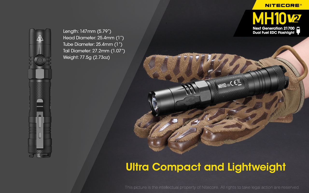 Nitecore MH10 V2 1200 Lumens Rechargeable Flashlight