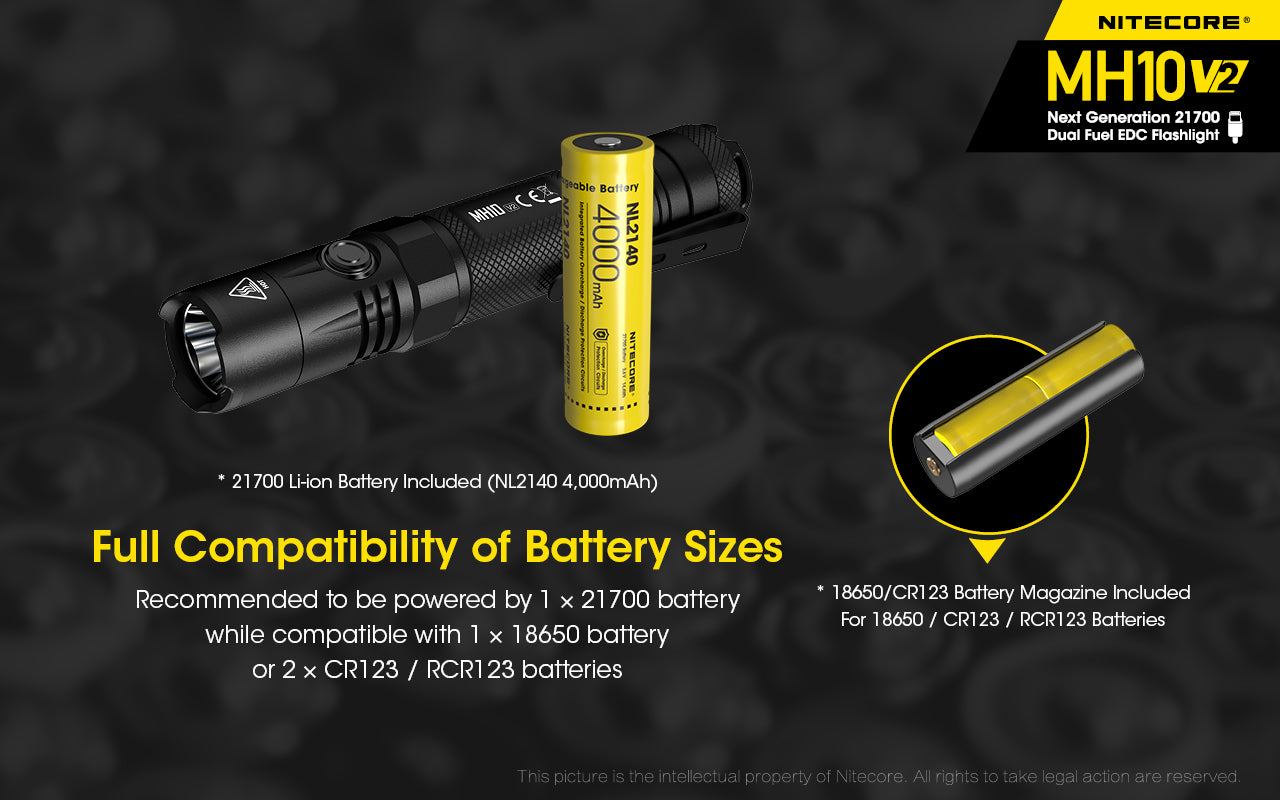 Nitecore MH10 V2 1200 Lumens Rechargeable Flashlight