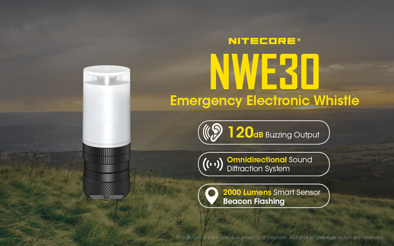 Nitecore NWE30 Emergency Electronic Whistle With Beacon Light