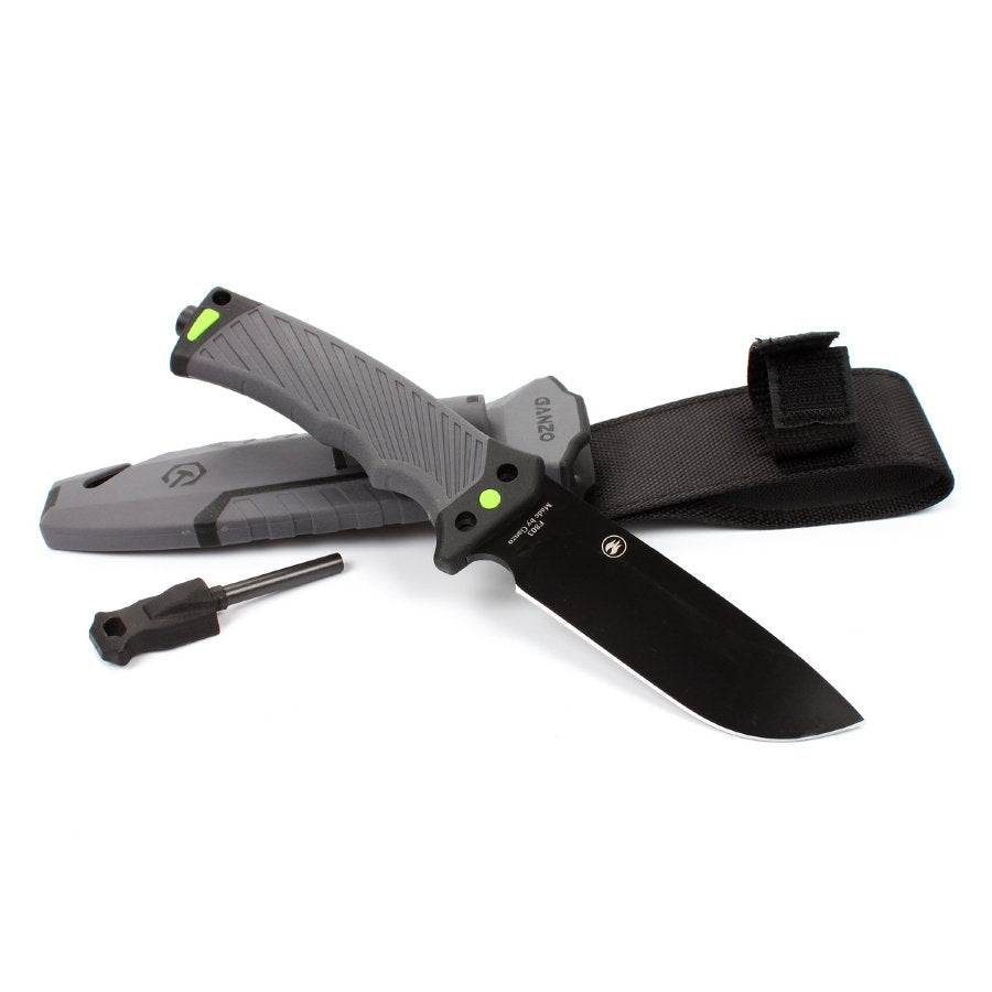 Ganzo G8012V2 Fixed Blade Survival Knife with Fire Starter Sheath