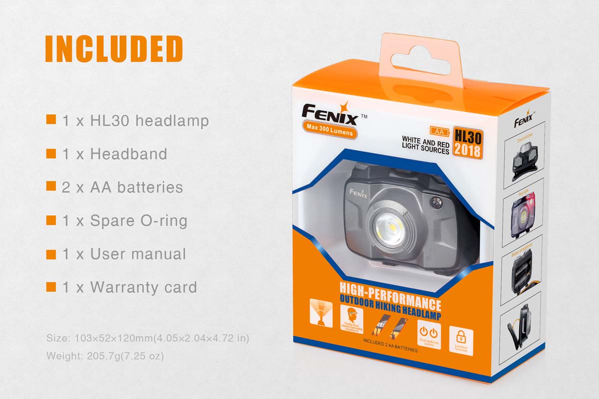 Fenix HL30 XP-G3 LED Headlamp 2018 Version