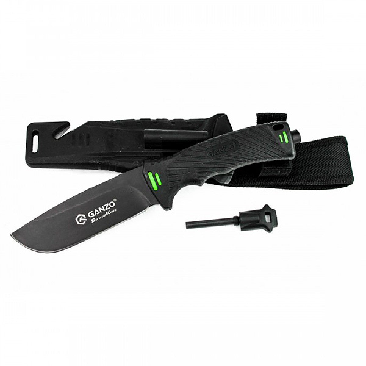 Ganzo G8012V2 Fixed Blade Survival Knife with Fire Starter Sheath
